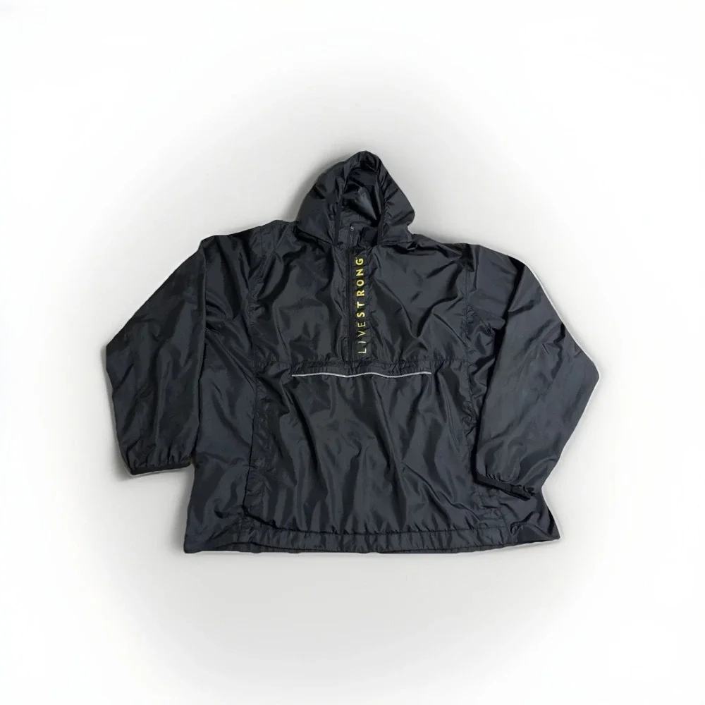 Nike Livestrong Black Yellow Windbreaker Womens Size‎ XXL Zip Up Jacket Hooded